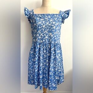 Loemes™ Summer Casual Floral Blue and White Sundress